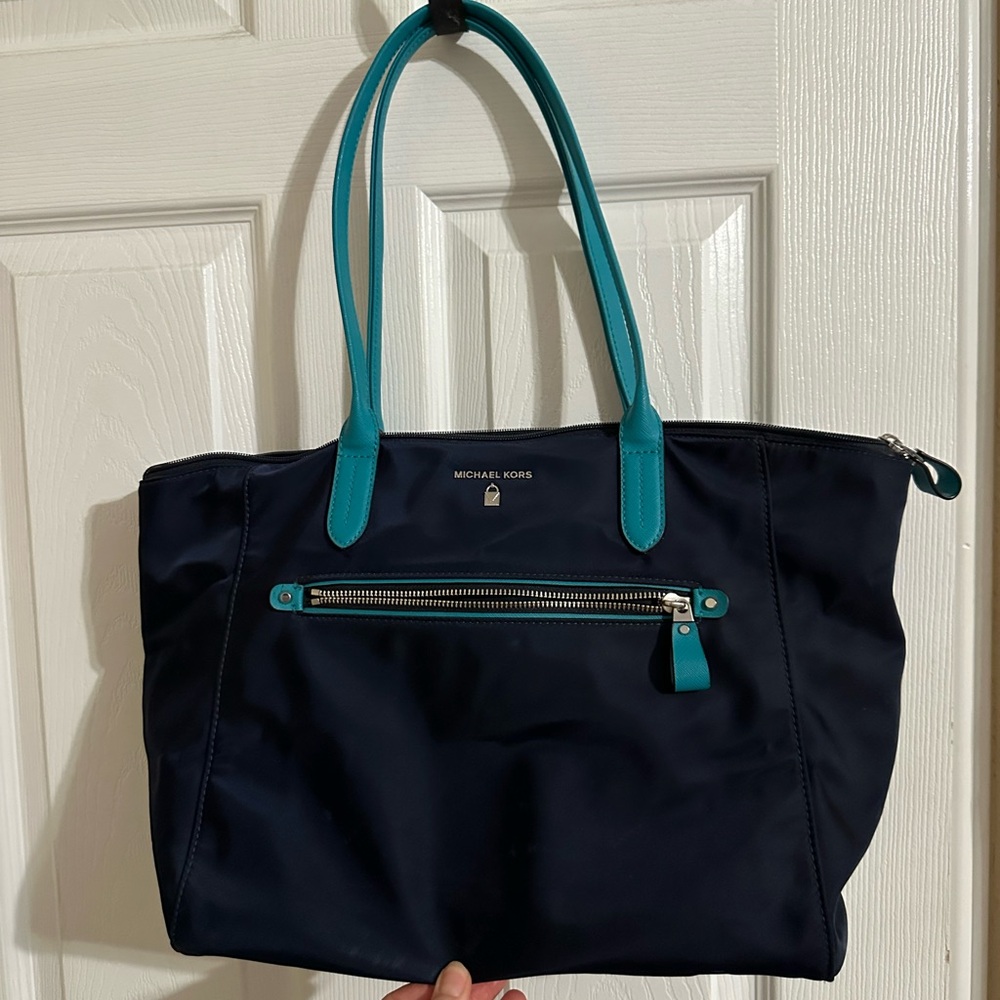 Michael Kors Dark Blue and Turquoise Tote
